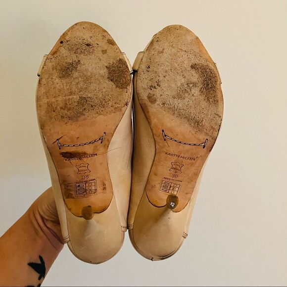 Karen millen Nude Buckle Peep Toe Pumps Size 7 - Picture 5 of 6